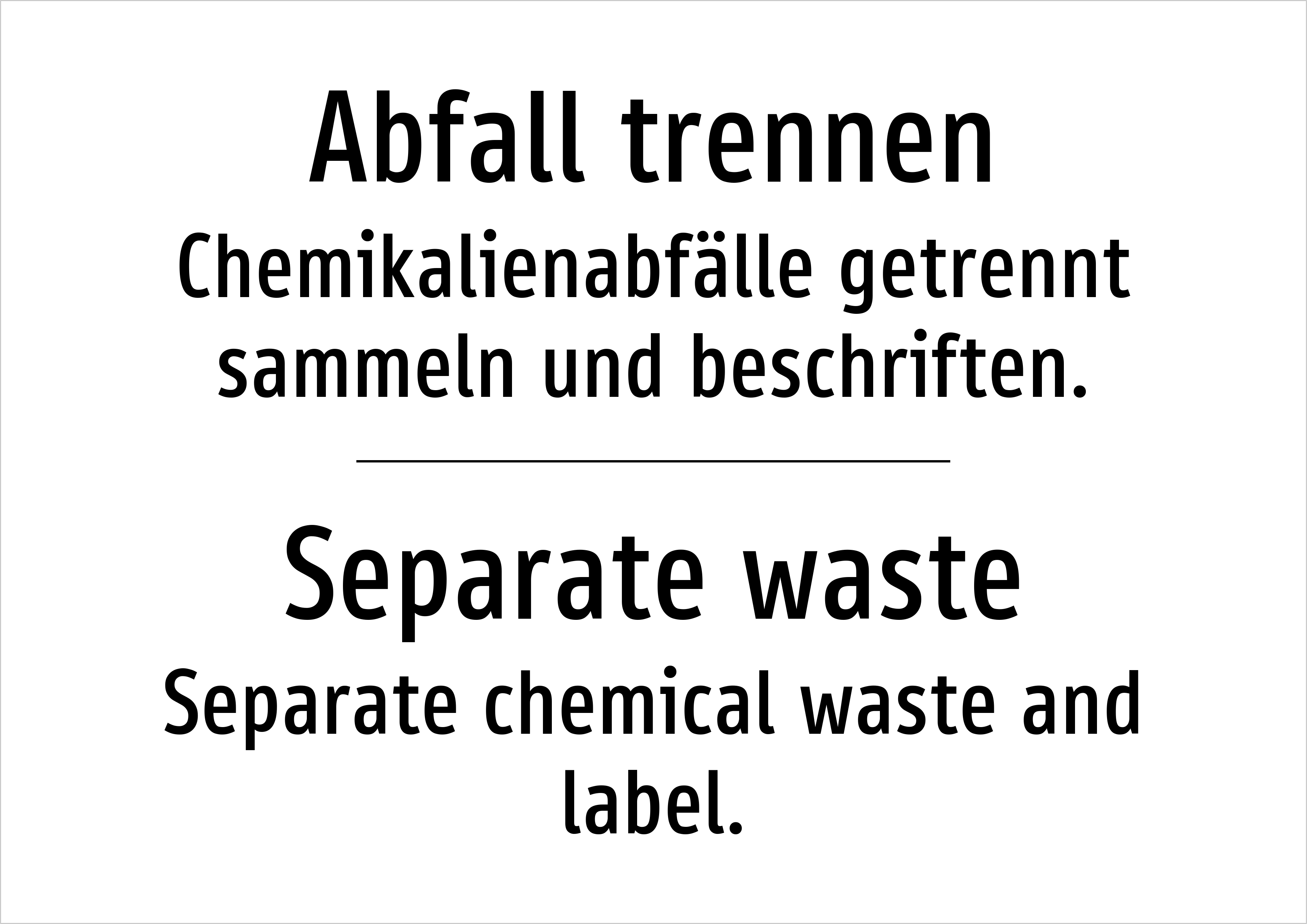 Abfall trennen - Chemikalienabfälle getrennt sammeln und beschriften. - Schild - Produktbild 2