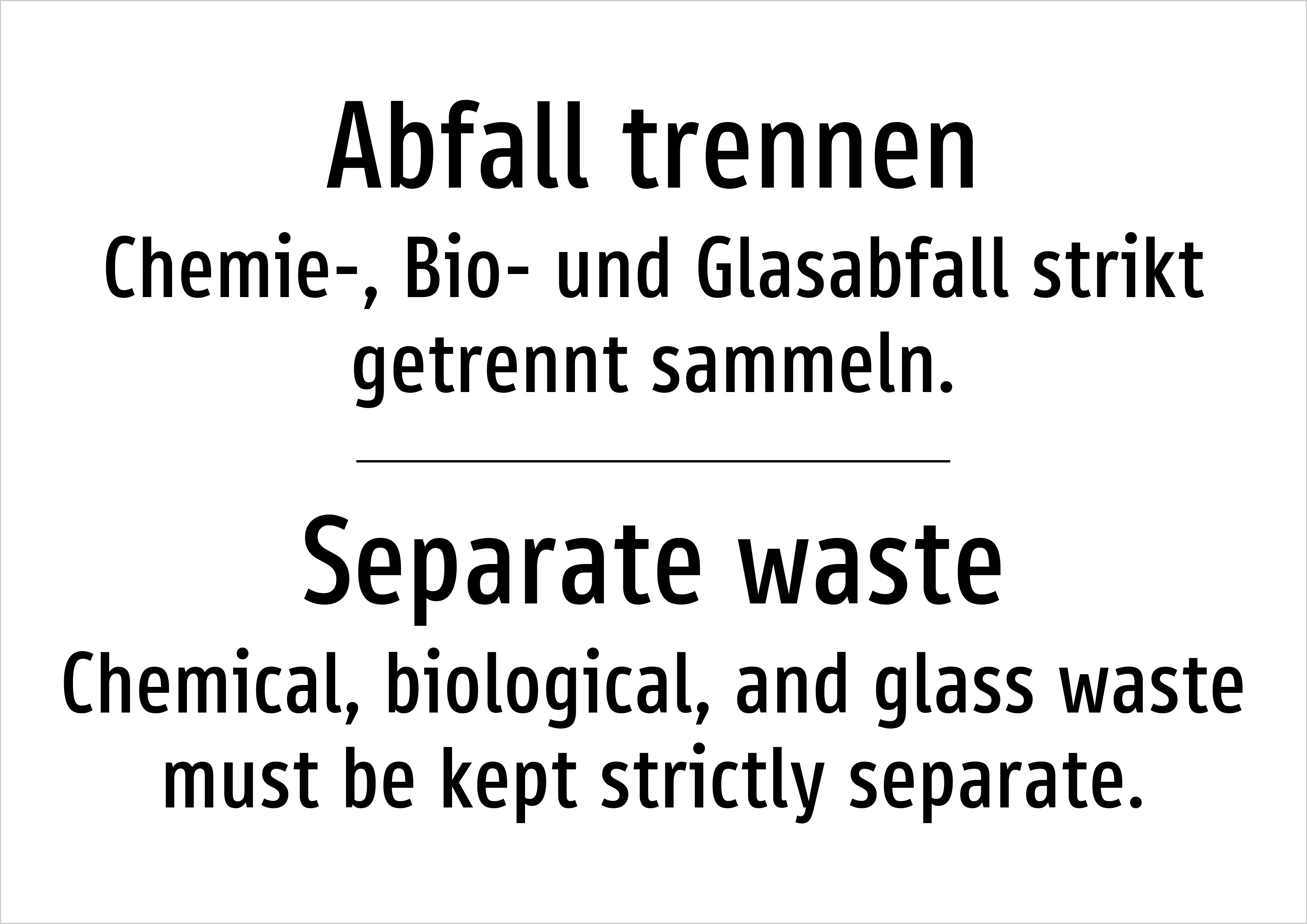Abfall trennen - Chemie-, Bio- und Glasabfall strikt getrennt sammeln. - Schild - Produktbild 2