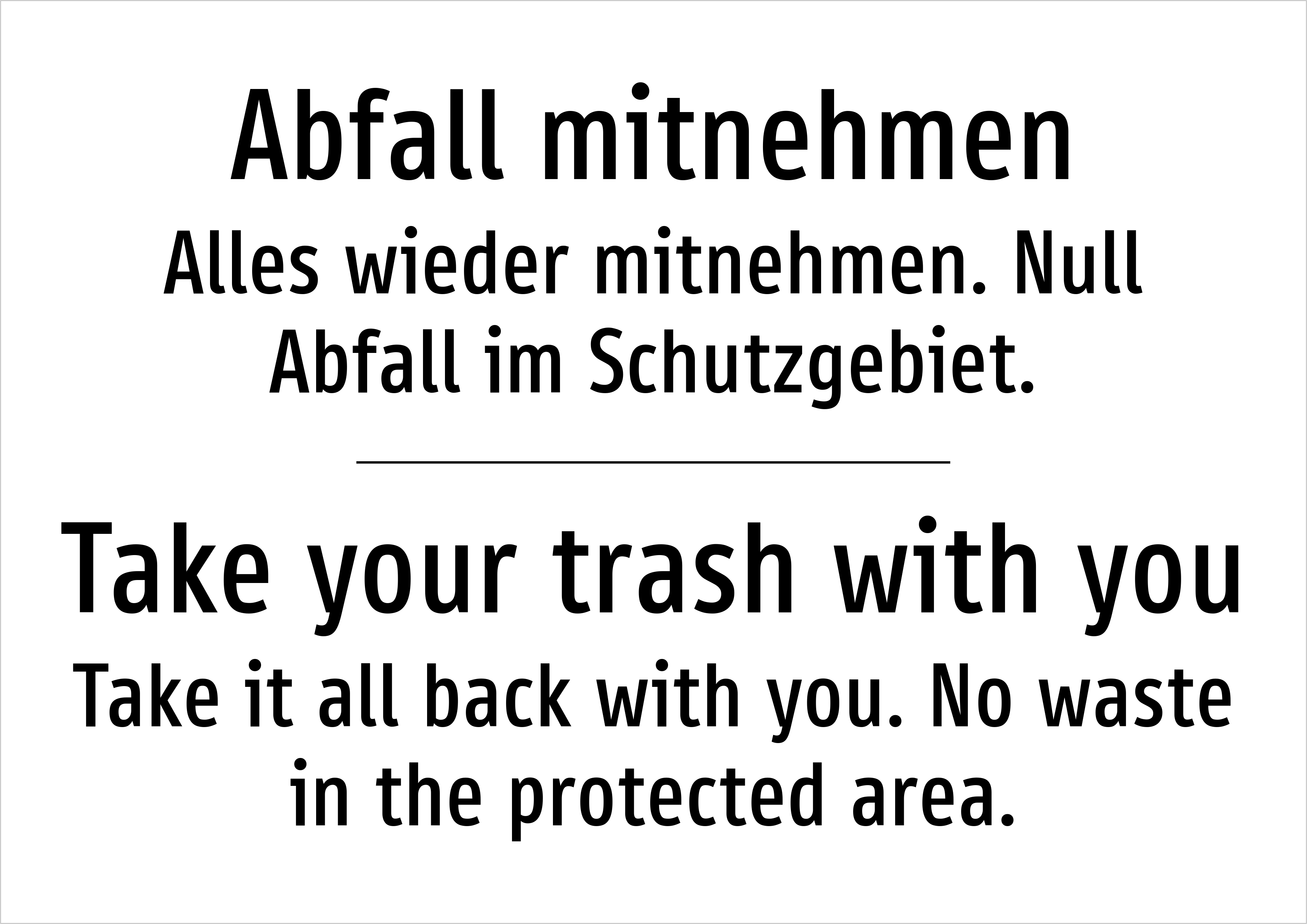 Abfall mitnehmen - Alles wieder mitnehmen. Null Abfall im Schutzgebiet. - Schild - Produktbild 2