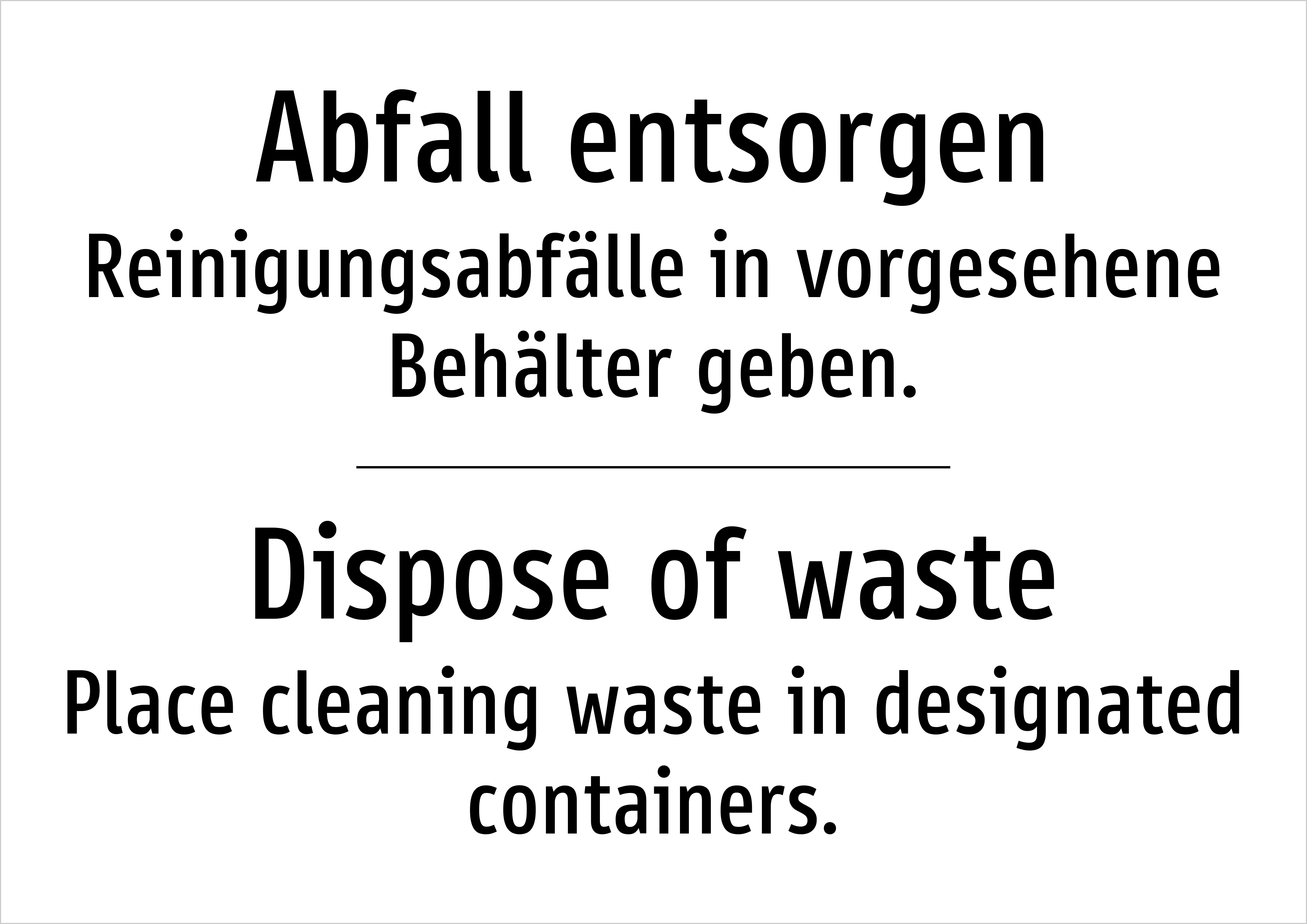 Abfall entsorgen - Reinigungsabfälle in vorgesehene Behälter geben. - Schild - Produktbild 2