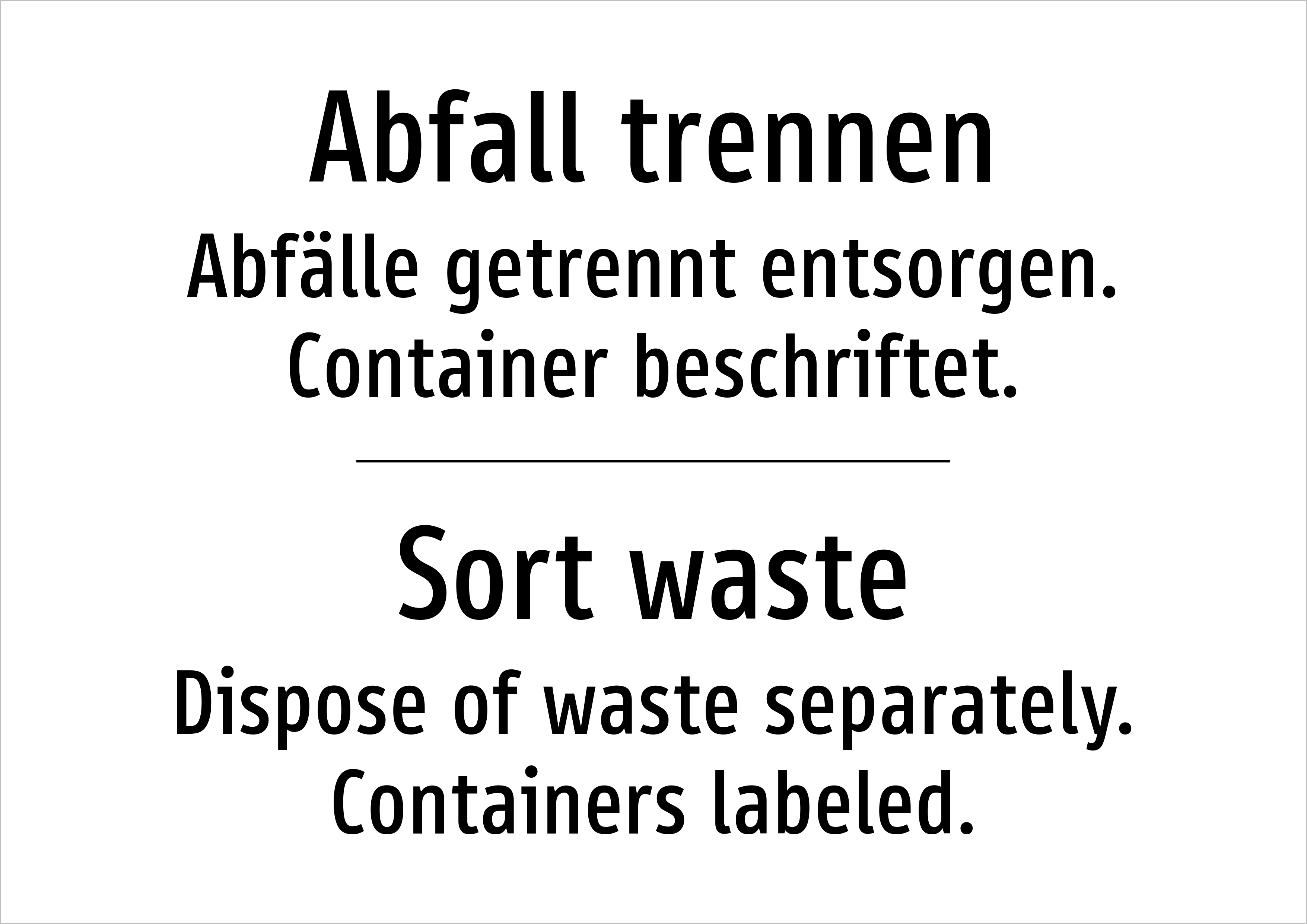Abfall trennen - Abfälle getrennt entsorgen. Container beschriftet. - Schild - Produktbild 2