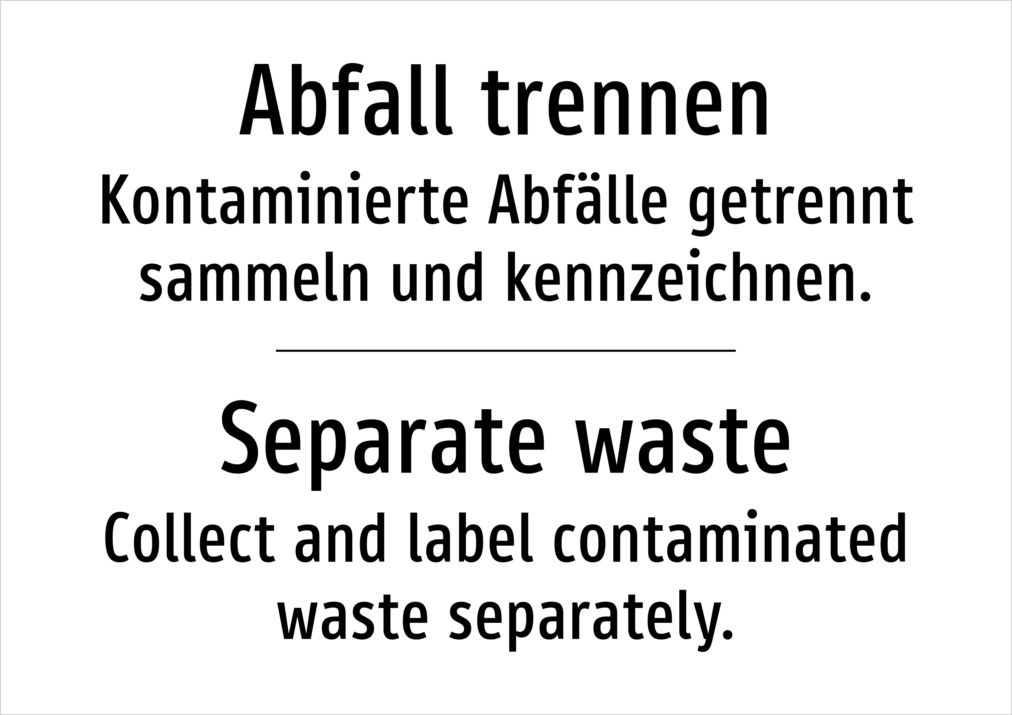 Abfall trennen - Kontaminierte Abfälle getrennt sammeln und kennzeichnen. - Schild - Produktbild 2