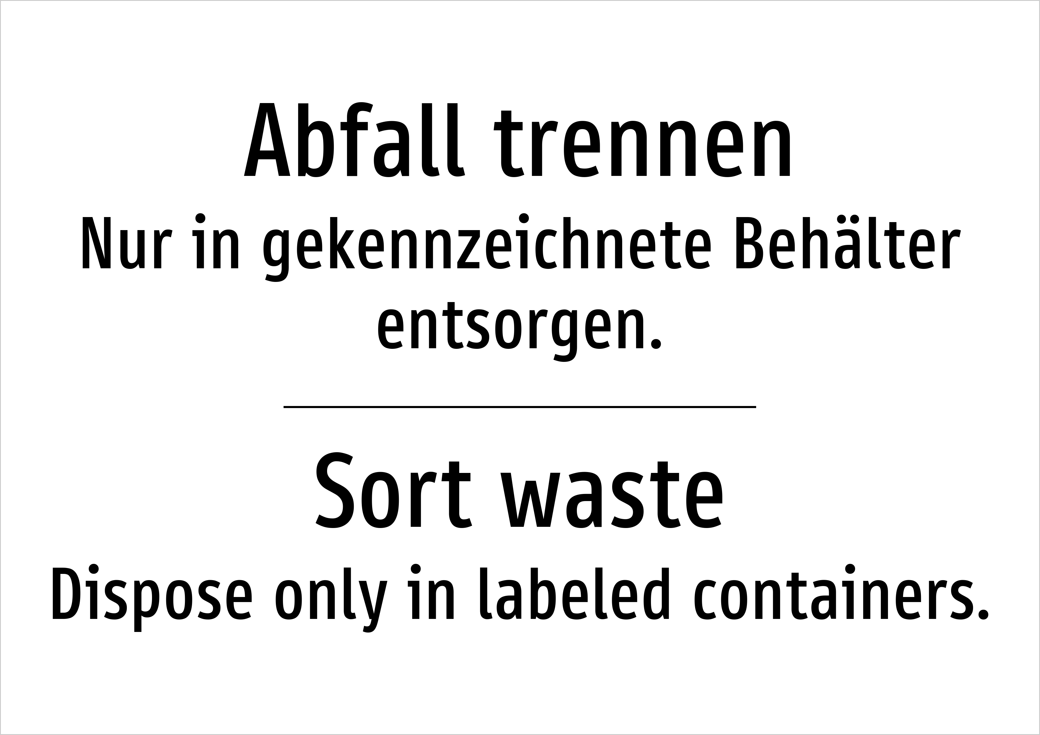 Abfall trennen - Nur in gekennzeichnete Behälter entsorgen. - Schild - Produktbild 2
