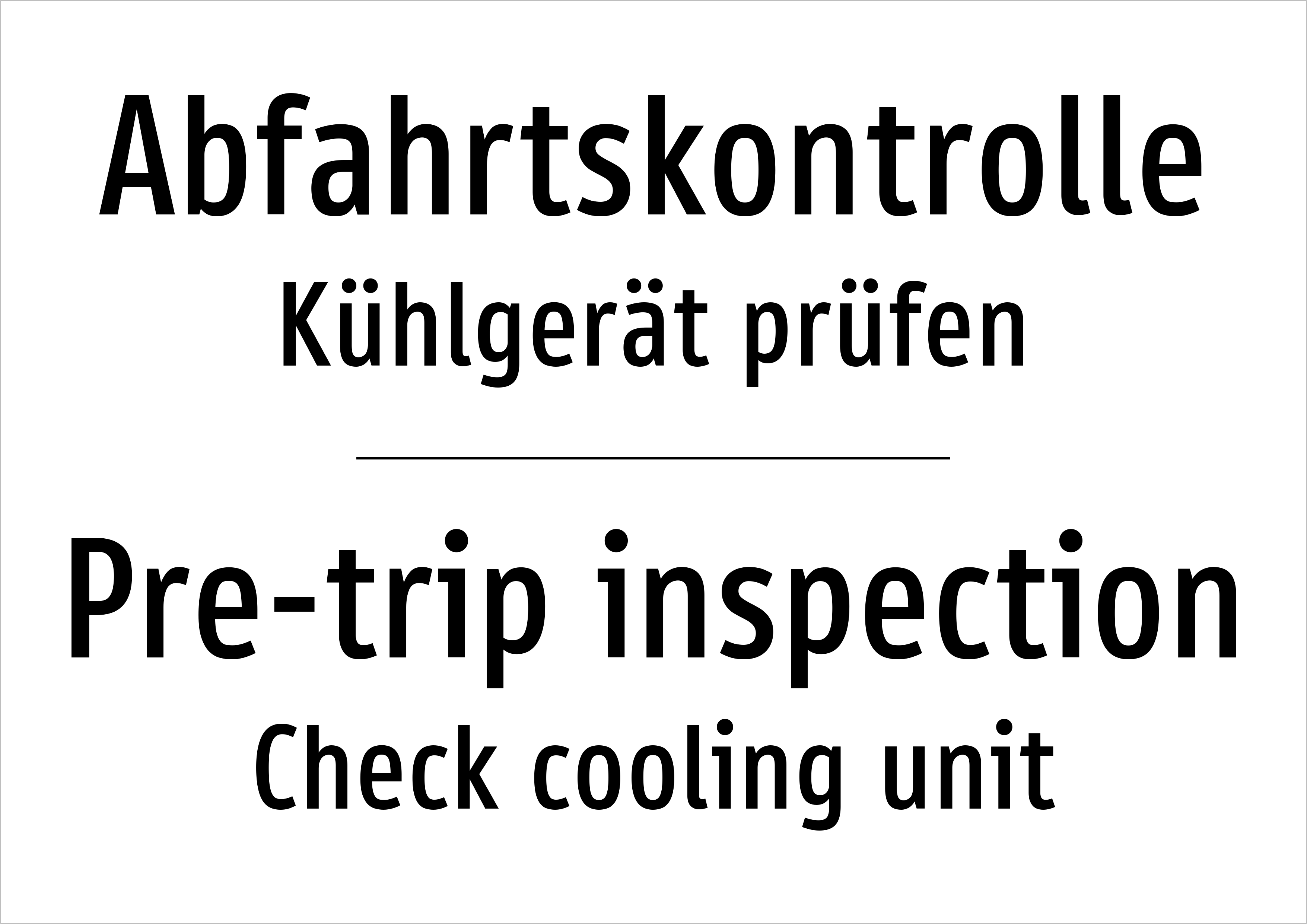 Abfahrtskontrolle - Kühlgerät prüfen - Schild - Produktbild 2