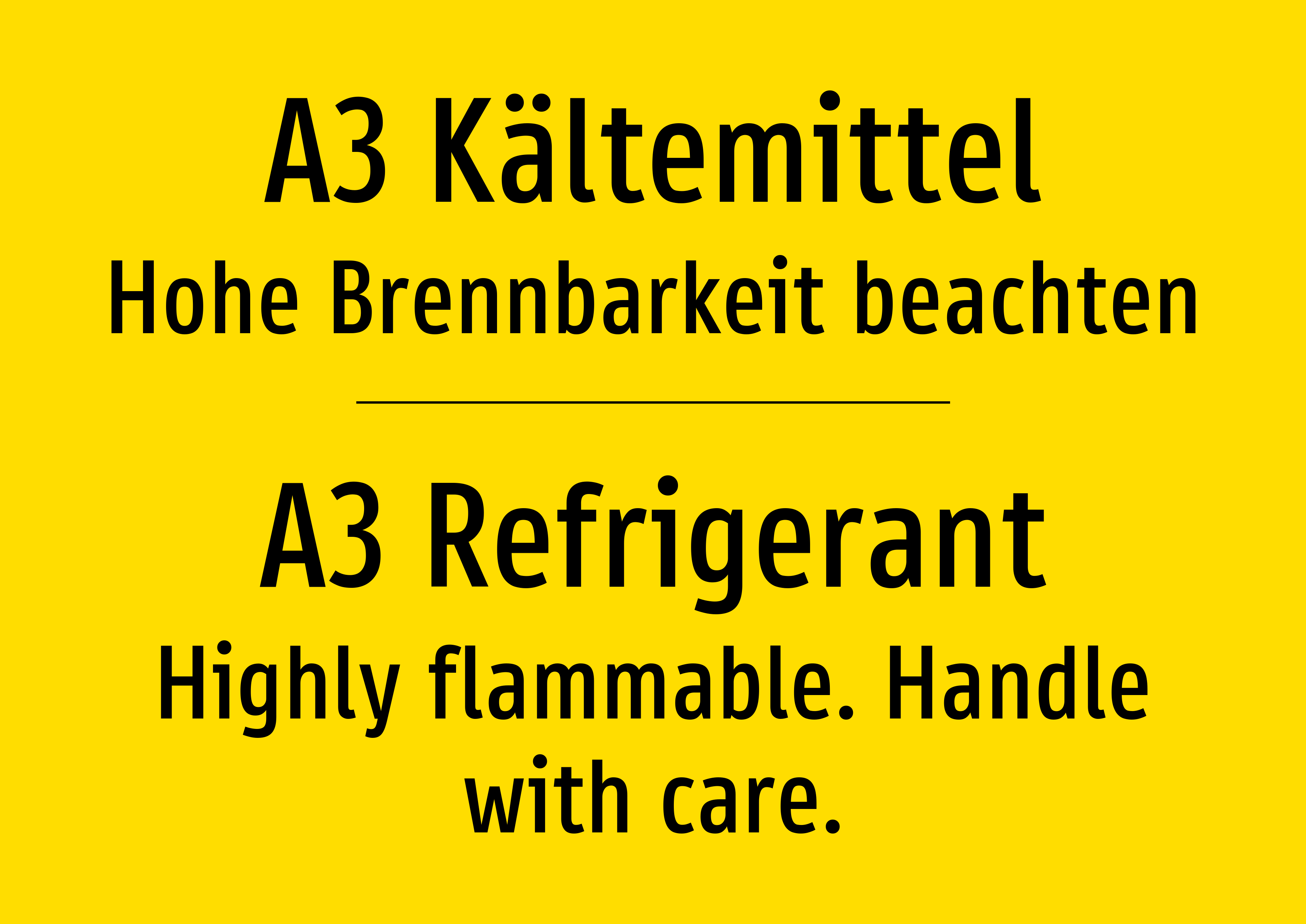 A3 Kältemittel - Hohe Brennbarkeit beachten - Schild - Produktbild 2