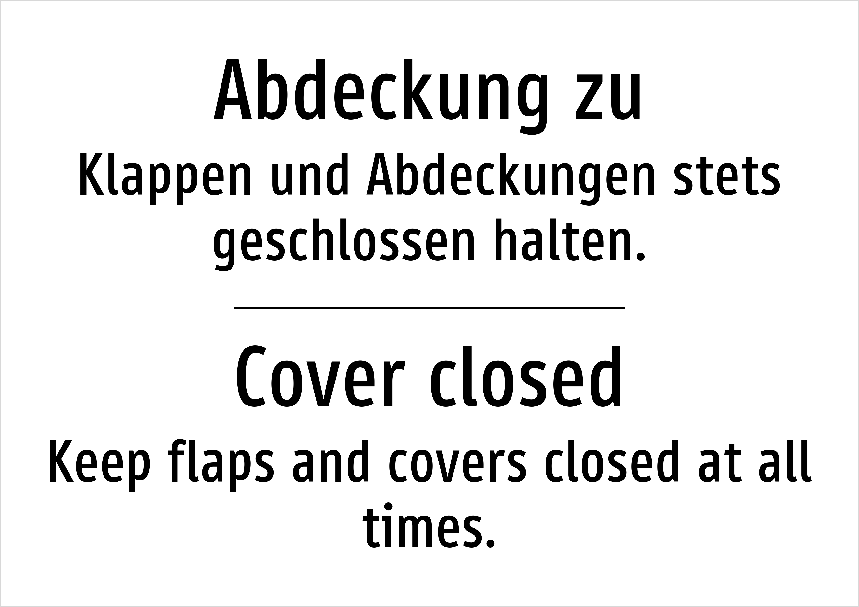 Abdeckung zu - Klappen und Abdeckungen stets geschlossen halten. - Schild - Produktbild 2