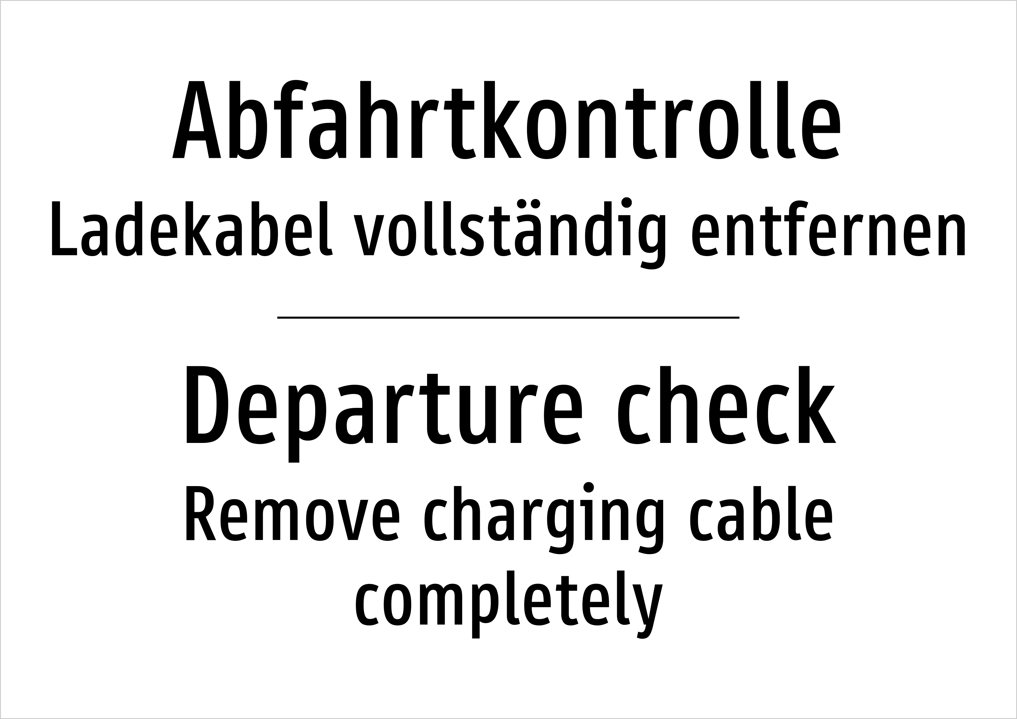 Abfahrtkontrolle - Ladekabel vollständig entfernen - Schild - Produktbild 2