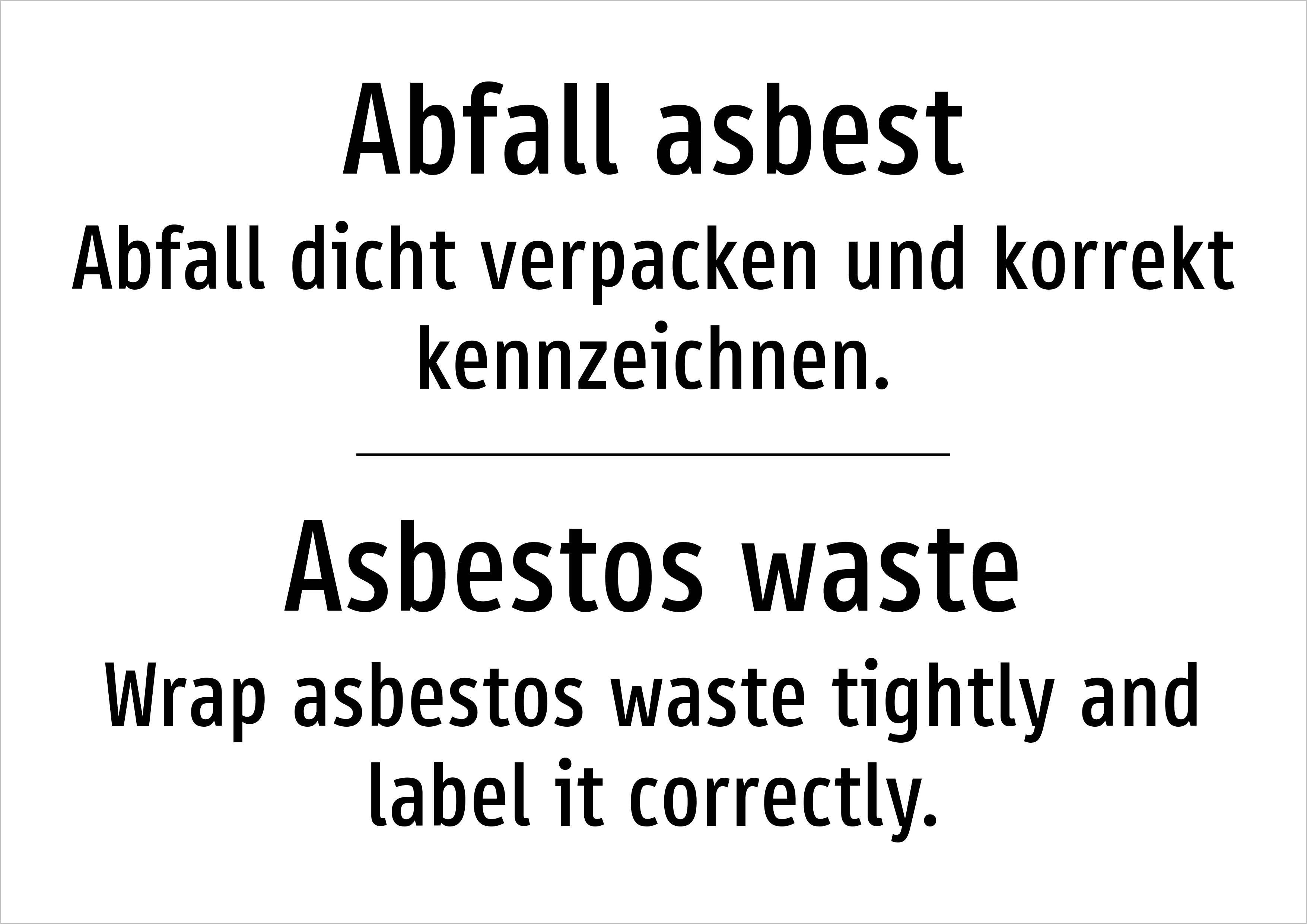 Abfall asbest - Abfall dicht verpacken und korrekt kennzeichnen. - Schild - Produktbild 2