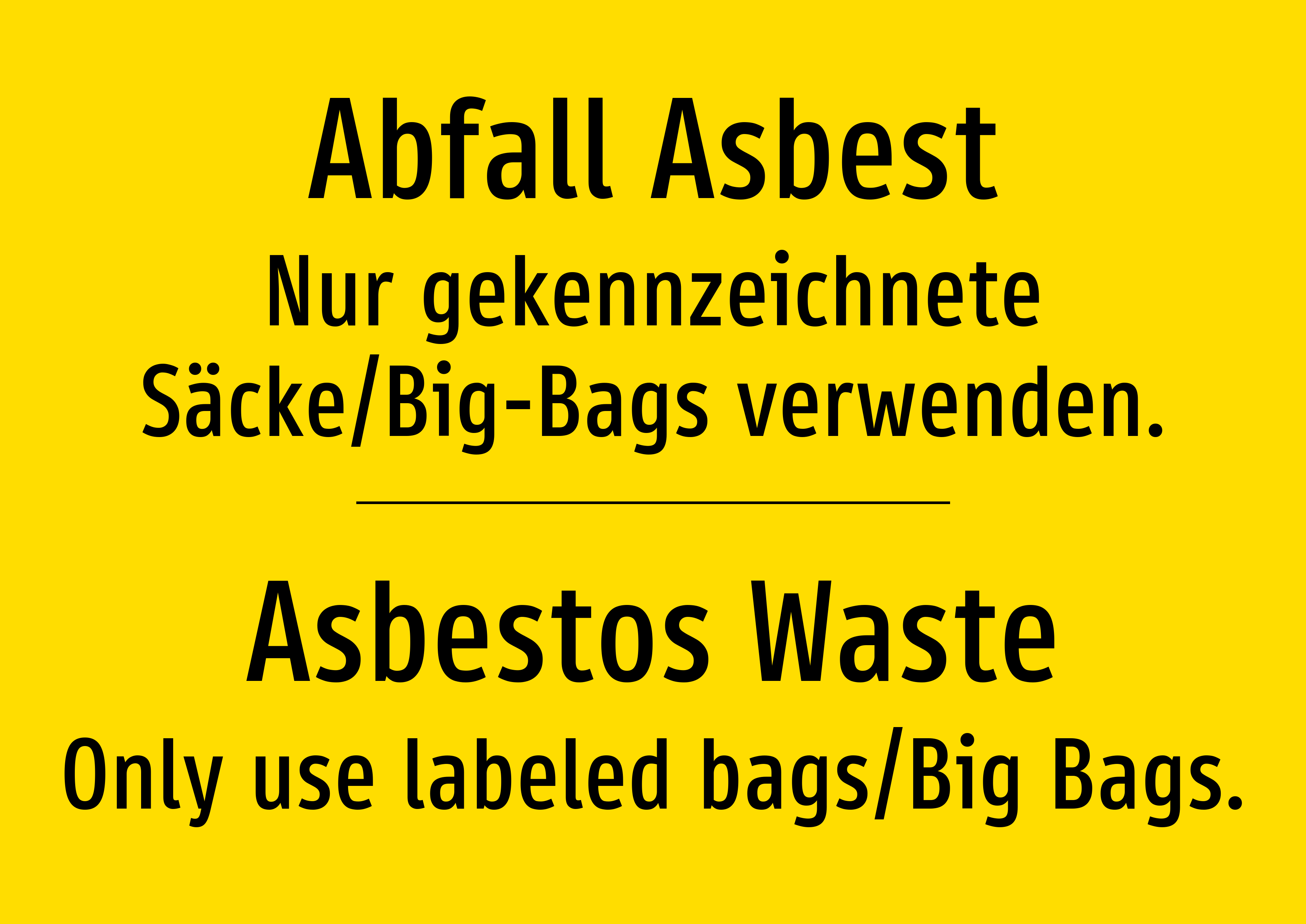 Abfall Asbest - Nur gekennzeichnete Säcke/Big-Bags verwenden. - Schild - Produktbild 2