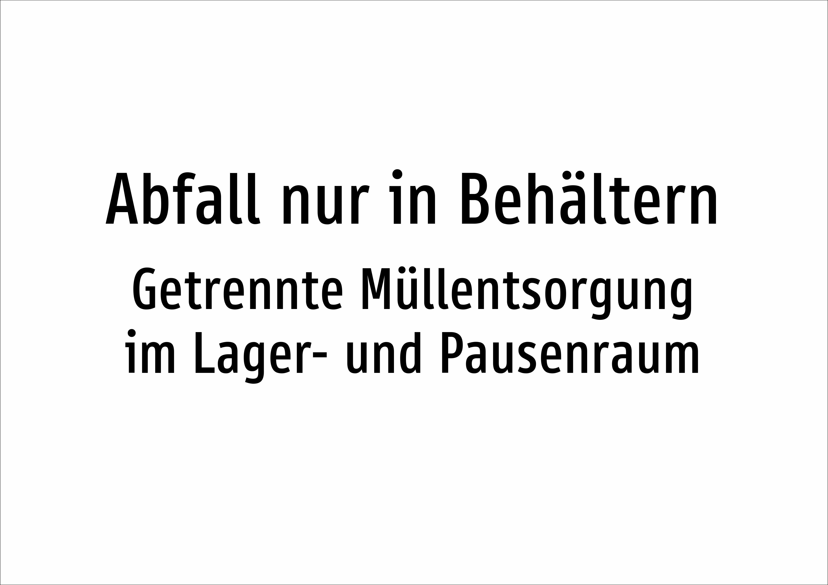 Abfall nur in Behältern - Getrennte Müllentsorgung im Lager- und Pausenraum - Schild - Produktbild 2