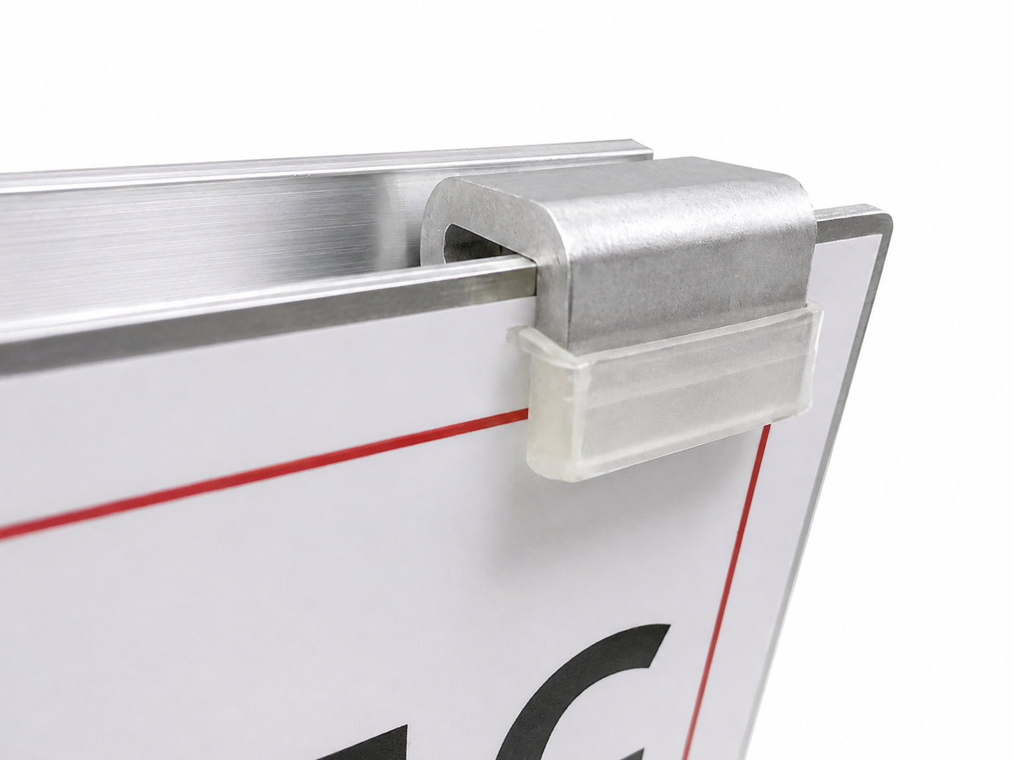 Befestigungsschiene und Befestigungsschelle für Rundrohrpfosten - Schild - Produktbild 6