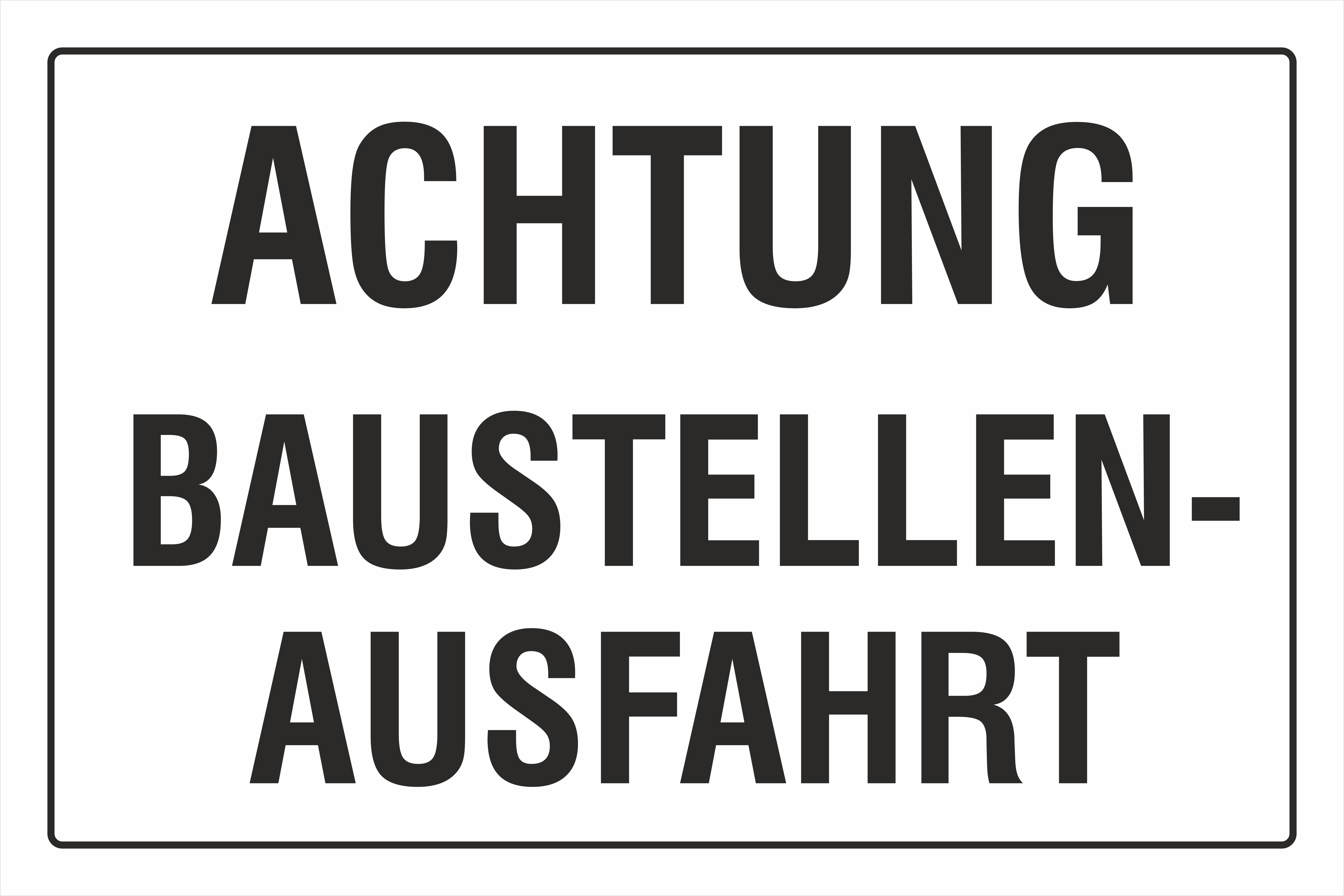 Achtung Baustellenausfahrt - Schild