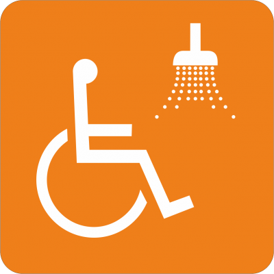 Piktogramm Dusche für Rollstuhlfahrer