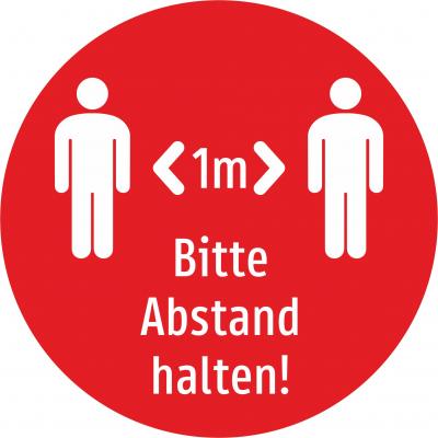 Bodenaufkleber rund: Bitte 1m Abstand halten!