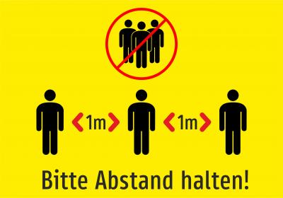 Bitte Abstand 1m halten! (gelb)