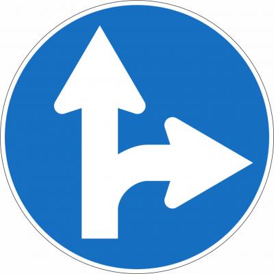 Vorgeschriebene Fahrtrichtung geradeaus und rechts §52/15b