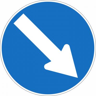 Vorgeschriebene Fahrtrichtung 45° rechts/links §52/15d