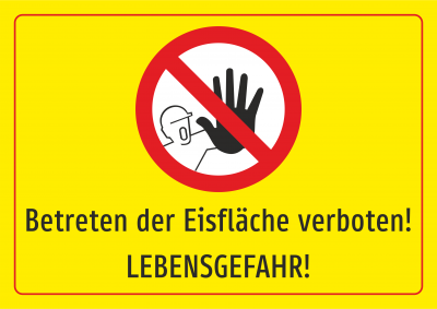Betreten der Eisfläche verboten - gelb mit Symbol