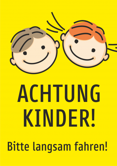 Achtung Kinder! Bitte langsam fahren! (Gelb) 