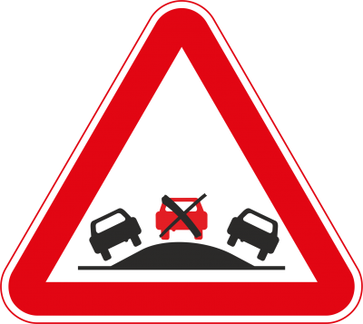 Achtung Fahrbahnwölbung Nicht in der Mitte fahren!  PKW