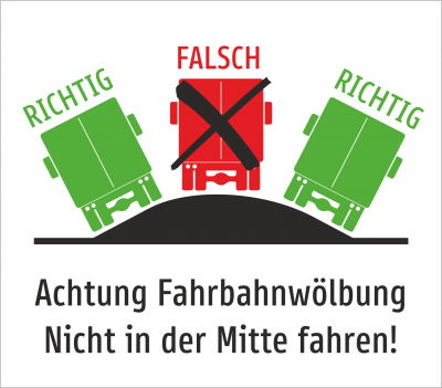 Langsam fahren! Nicht in der Mitte fahren! LKW 