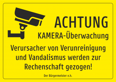 Achtung Kamera Überwachung - gelb