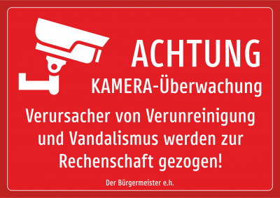 Achtung Kamera Überwachung - rot