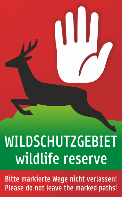 Wildschutzgebiet - Bitte  markierte Wege nicht verlassen!