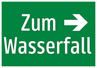 Wegweiser - Zum Wasserfall Pfeil nach rechts