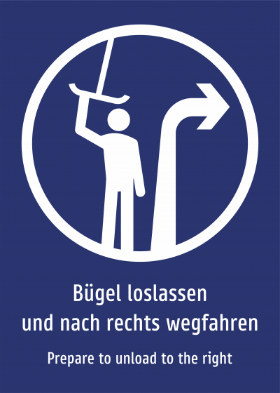 Bügel loslassen und sofort nach rechts verlassen 