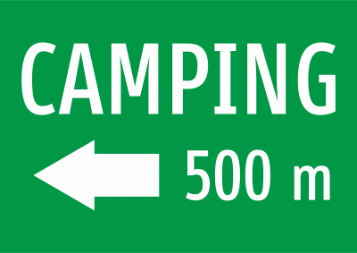 Camping 500 m Pfeil nach links