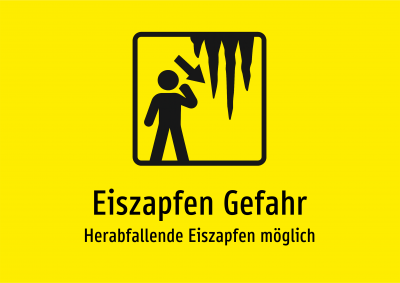 Eiszapfen Gefahr - Herabfallende Eiszapfen möglich