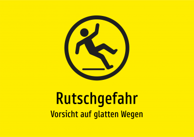 Rutschgefahr - Vorsicht auf glatten Wegen