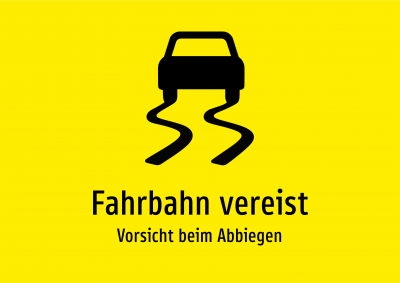 Fahrbahn vereist - Vorsicht beim Abbiegen