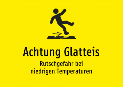 Achtung Glatteis - Rutschgefahr bei niedrigen Temperaturen
