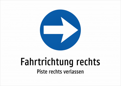 Fahrtrichtung rechts - Piste rechts verlassen