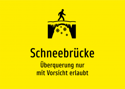 Schneebrücke - Überquerung nur mit Vorsicht erlaubt