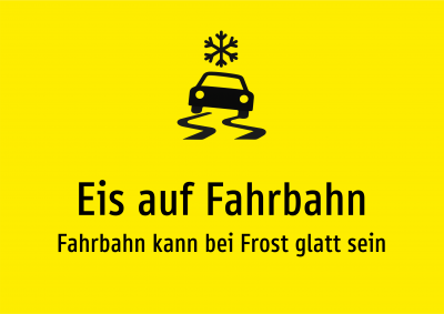 Eis auf Fahrbahn - Fahrbahn kann bei Frost glatt sein