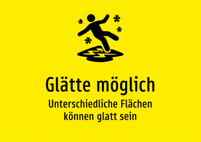 Glätte möglich - Unterschiedliche Flächen können glatt sein