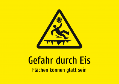 Gefahr durch Eis - Flächen können glatt sein