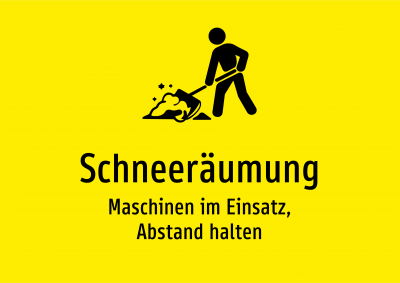 Schneeräumung - Maschinen im Einsatz, Abstand halten