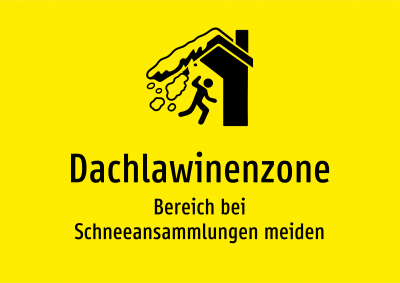 Dachlawinenzone - Bereich bei Schneeansammlungen meiden