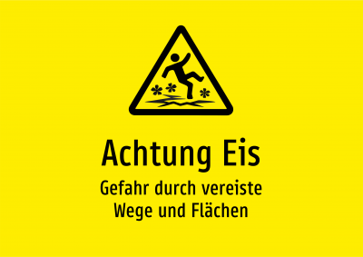 Achtung Eis - Gefahr durch vereiste Wege und Flächen