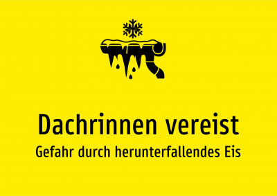 Dachrinnen vereist - Gefahr durch herunterfallendes Eis