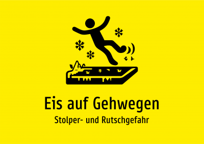 Eis auf Gehwegen - Stolper- und Rutschgefahr