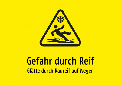 Gefahr durch Reif - Glätte durch Raureif auf Wegen