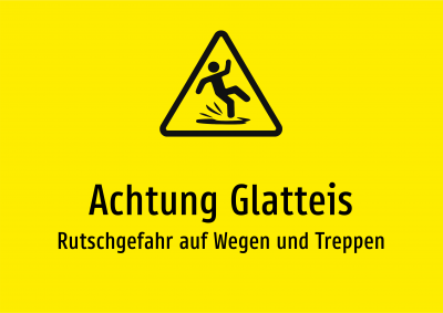 Achtung Glatteis - Rutschgefahr auf Wegen und Treppen