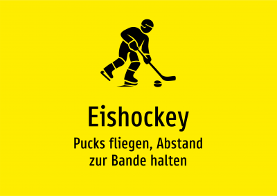 Eishockey - Pucks fliegen, Abstand zur Bande halten