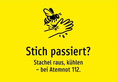 Stich passiert? - Stachel raus, kühlen – bei Atemnot 112.