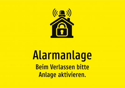 Alarmanlage - Beim Verlassen bitte Anlage aktivieren.